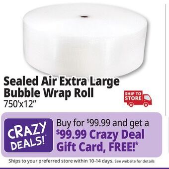 Ocean State Job Lot Sealed air extra large bubble wrap roll offer