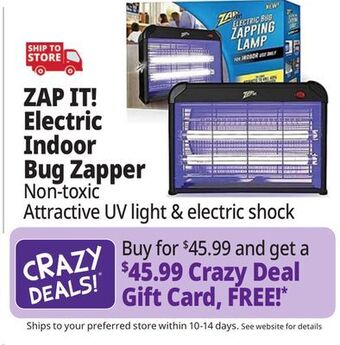 Ocean State Job Lot Zap it! electric indoor bug zapper with non-toxic attractant uv light and electric shock offer