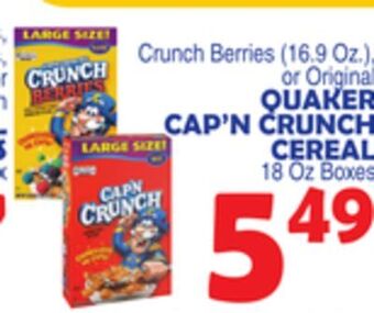 Bravo Supermarkets Quaker cap'n crunch cereal offer