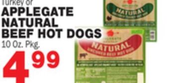 Bravo Supermarkets Applegate natural beef hot dogs offer