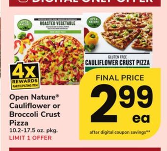 ACME Open nature® cauliflower or broccoli crust pizza offer