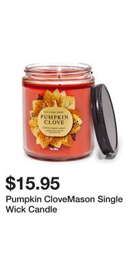 Bath & Body Works Pumpkin clovemason single wick candle offer