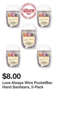 Bath & Body Works Love always wins pocketbac hand sanitizers, 5-pack offer