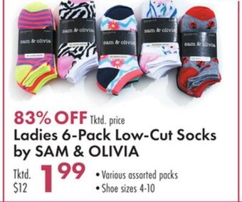 Boscov's Ladies 6-pack low-cut socks by sam olivia offer