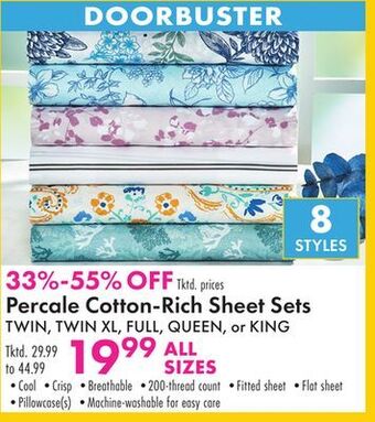 Boscov's Percale cotton-rich sheet sets offer