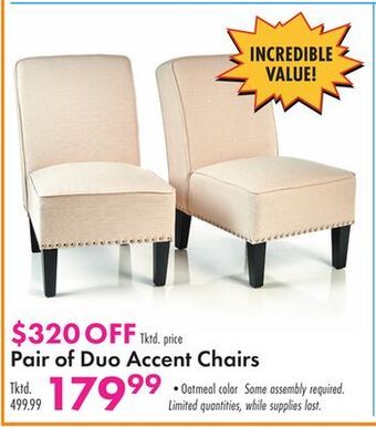 Boscov's Pair of duo accent chairs offer