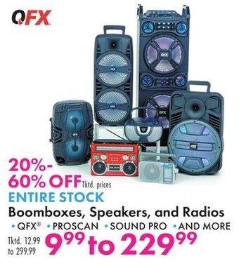 Boscov's Entire stock boomboxes, speakers, and radios offer