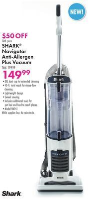 Boscov's Shark® navigator anti-allergen plus vacuum offer
