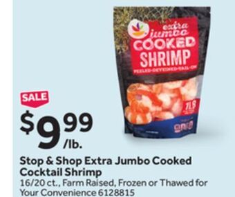 Stop&Shop Stop & shop extra jumbo cooked cocktail shrimp offer