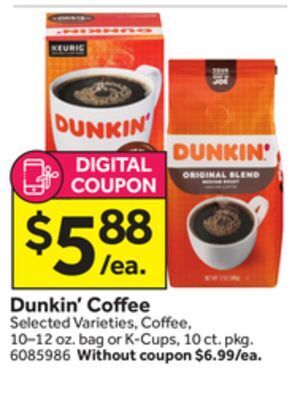 Stop&Shop Dunkin' coffee offer