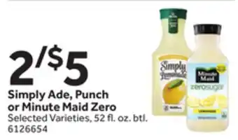 Stop&Shop Simply ade, punch or minute maid zero offer