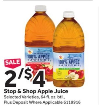 Stop&Shop Stop & shop apple juice offer