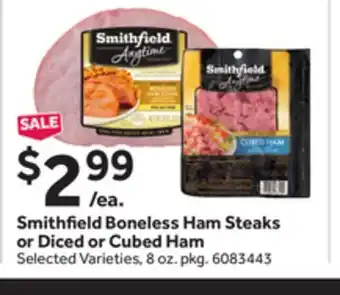 Stop&Shop Smithfield boneless ham steaks or diced or cubed ham offer