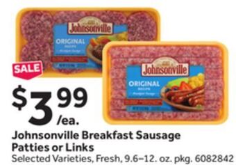 Stop&Shop Johnsonville breakfast sausage patties or links offer