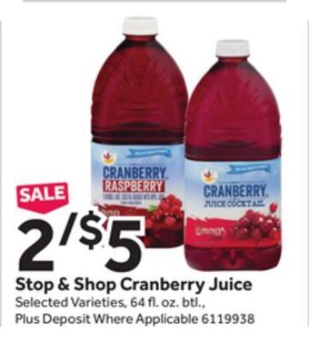 Stop&Shop Stop & shop cranberry juice offer