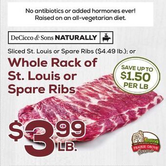 DeCicco & Sons Whole rack of st. louis or spare ribs offer