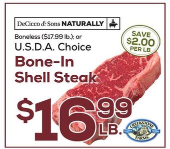 DeCicco & Sons Bone-in shell steak offer