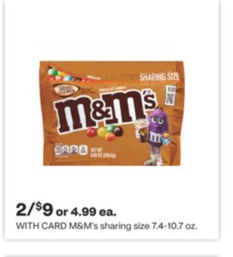 CVS M&m's sharing size 7.4-10.7 oz. offer