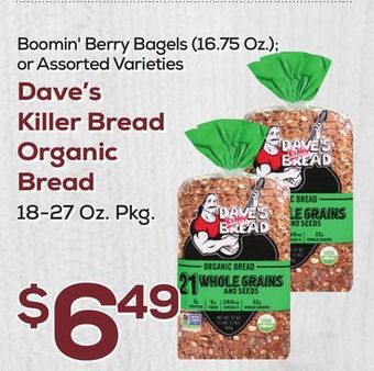 DeCicco & Sons Dave's killer bread organic bread, 18-27 oz. pkg offer