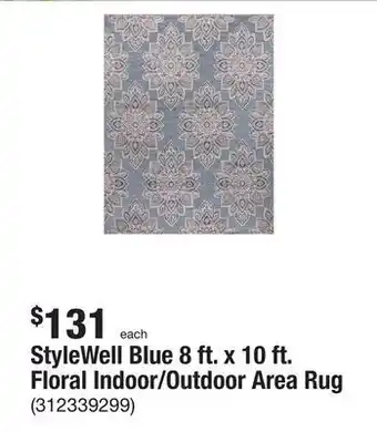 The Home Depot Stylewell blue 8 ft. x 10 ft. floral indoor/outdoor area rug offer