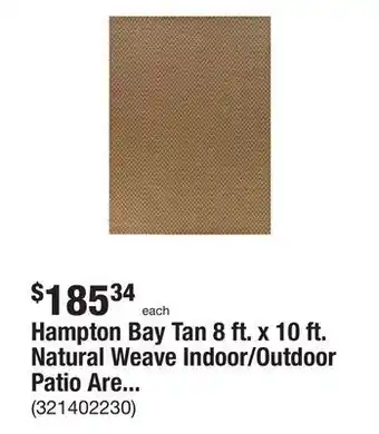 The Home Depot Hampton bay tan 8 ft. x 10 ft. natural weave indoor/outdoor patio area rug offer