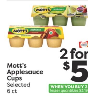Weis Markets Mott's applesauce cups offer