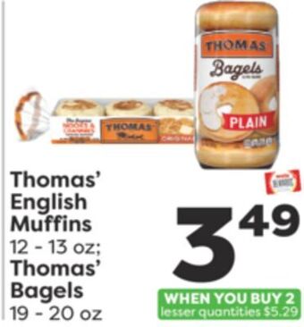 Weis Markets Thomas' english muffins 12-13 oz thomas' bagels 19-20 oz offer