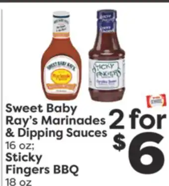 Weis Markets Sweet baby ray's marinades & dipping sauces 16 oz sticky fingers bbq 18 oz offer