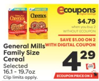 Weis Markets General mills family size cereal offer