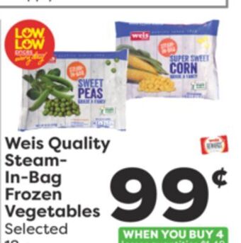 Weis Markets Weis quality steam-in-bag frozen vegetables offer