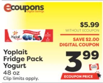 Weis Markets Yoplait fridge pack yogurt offer