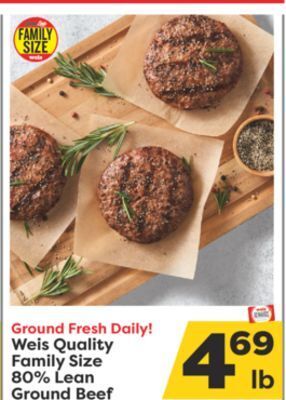 Weis Markets Weis quality family size 80% lean ground beef offer