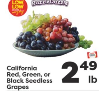 Weis Markets California red, green, or black seedless grapes offer