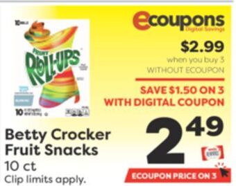 Weis Markets Betty crocker fruit snacks offer