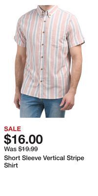 TJ Maxx Short sleeve vertical stripe shirt offer
