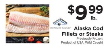 ShopRite Alaska cod fillets or steaks offer