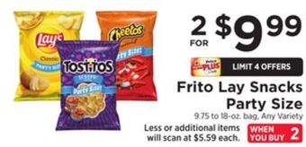 ShopRite Frito lay snacks party size offer