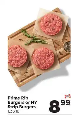 Weis Markets Prime rib burgers or ny strip burgers offer