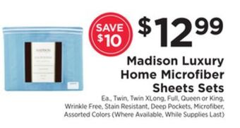 ShopRite Microfiber sheets sets offer