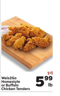 Weis Markets Weis2go homestyle or buffalo chicken tenders offer