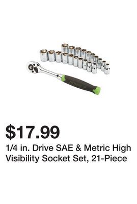 Harbor Freight Tools 1/4 in. drive sae & metric high visibility socket set, 21-piece offer