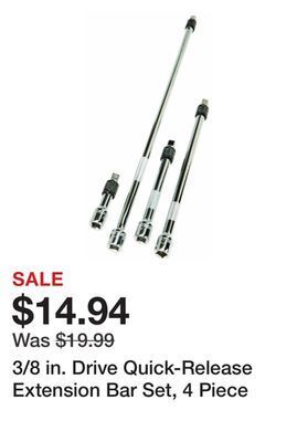 Harbor Freight Tools 3/8 in. drive quick-release extension bar set, 4 piece offer