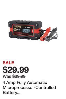Harbor Freight Tools 4 amp fully automatic microprocessor-controlled battery charger/maintainer offer