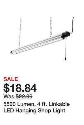 Harbor Freight Tools 5500 lumen, 4 ft. linkable led hanging shop light offer