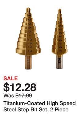 Harbor Freight Tools Titanium-coated high speed steel step bit set, 2 piece offer