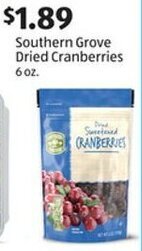 Aldi Southern Grove Dried Cranberries 6 oz offer