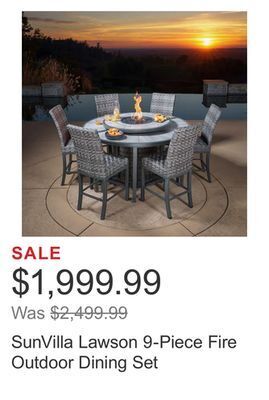 Costco Sunvilla lawson 9-piece fire outdoor dining set offer