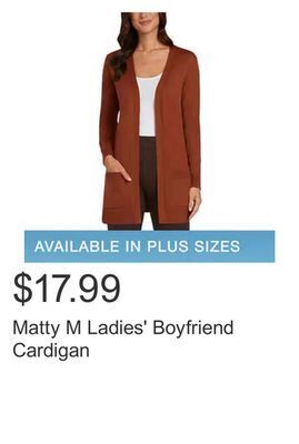 Costco Matty m ladies' boyfriend cardigan offer
