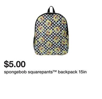 Five Below Spongebob squarepants™ backpack 15in offer