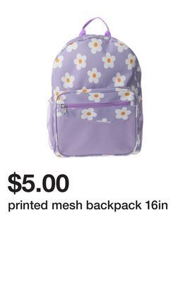 Five Below Printed mesh backpack 16in offer